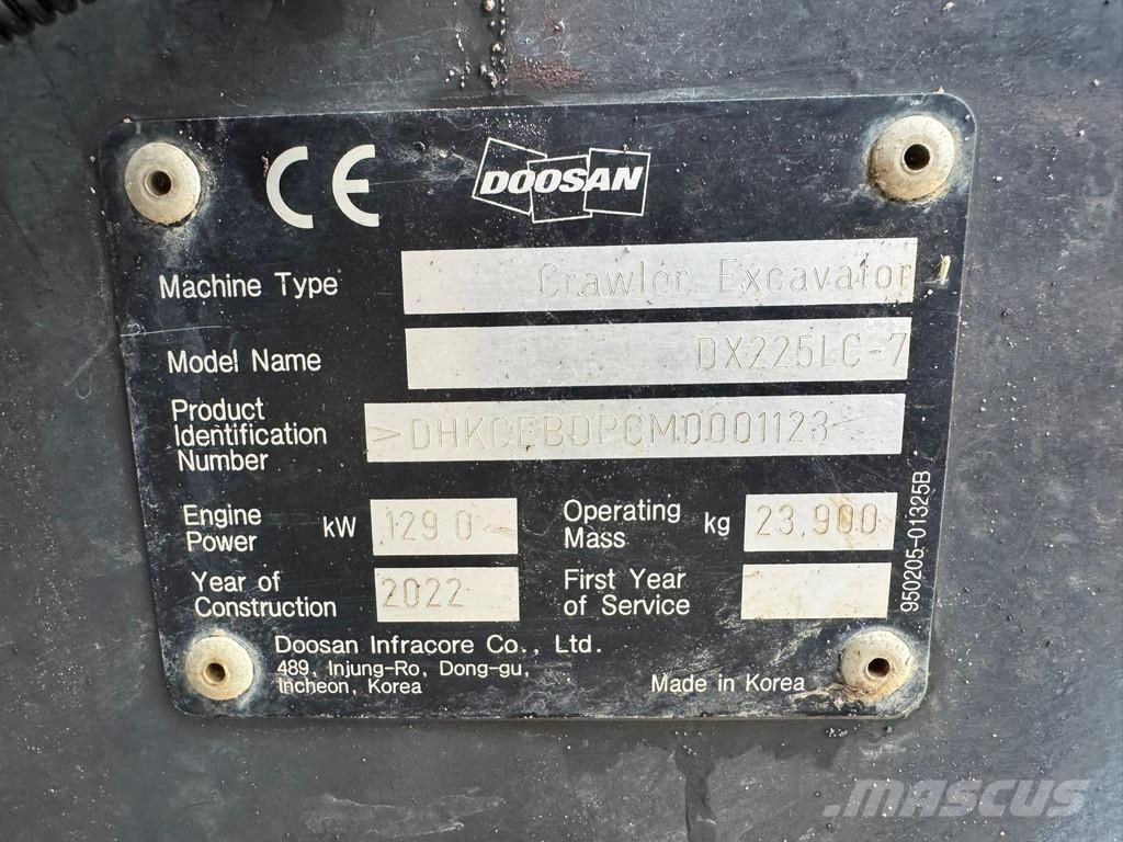 Doosan DX225LC-7 特殊挖土機/掘鑿機/挖掘機