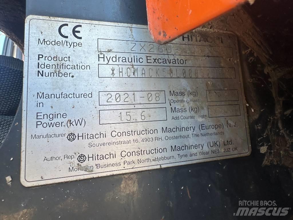 Hitachi ZX 26 U-6 小型挖土機/掘鑿機<7t(小型挖掘機)