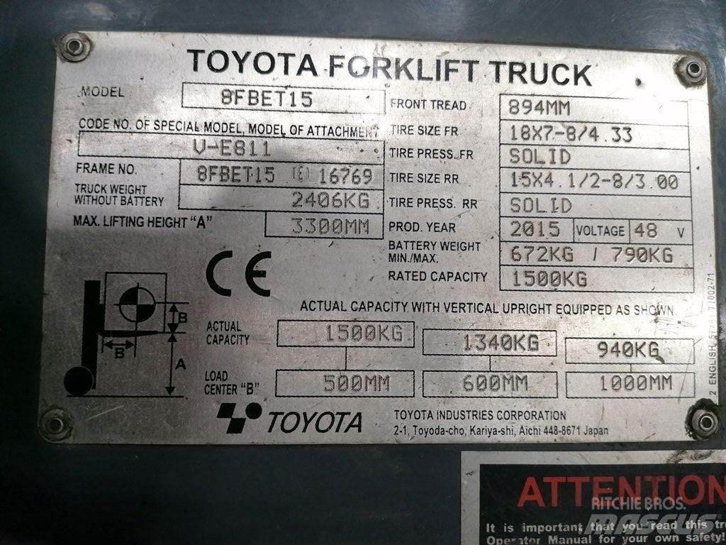 Toyota 8FBET15 電動堆高機