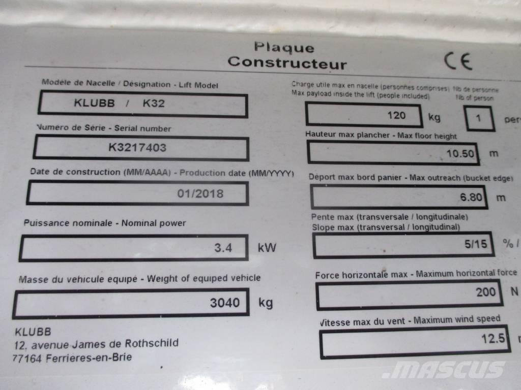Klubb K32 卡車裝載高空作業車