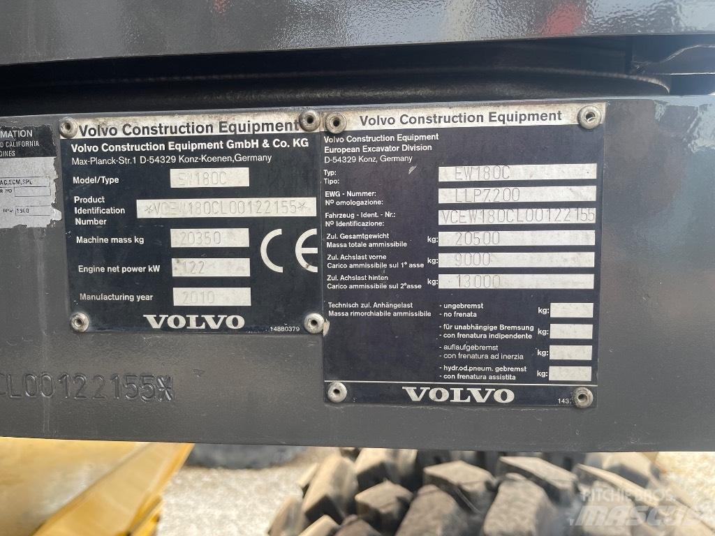 Volvo EW 180 C 旋轉式挖土機/掘鑿機/挖掘機