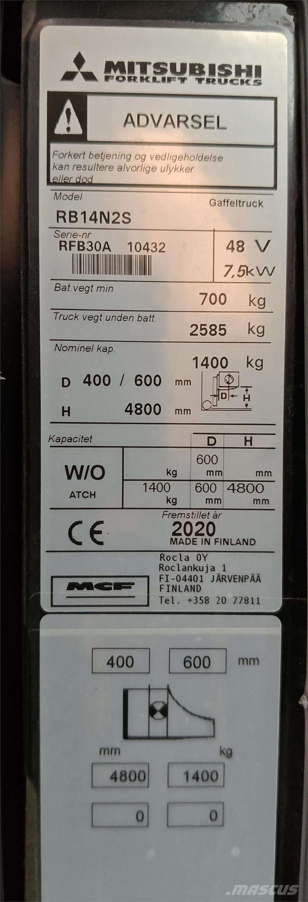 Mitsubishi RB14N2S 前伸式堆高機(叉車)
