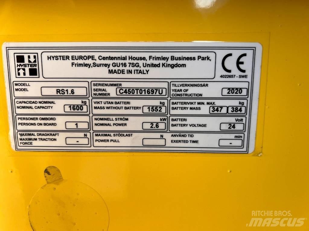 Hyster RS1.6 自走式堆積機