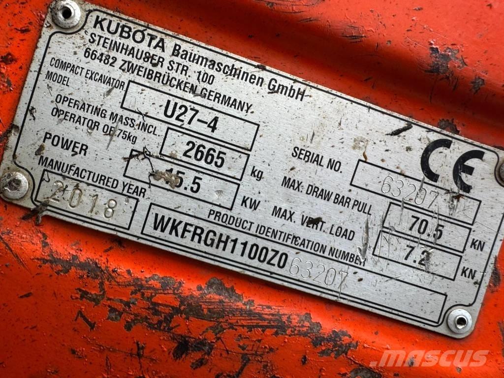 Kubota U 27-4 小型挖土機/掘鑿機<7t(小型挖掘機)