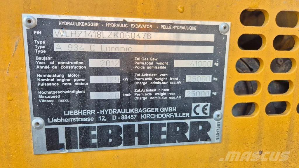 Liebherr A 934 C 廢棄物/工業用操作車