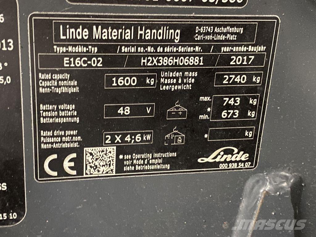 Linde E16C-02 電動堆高機