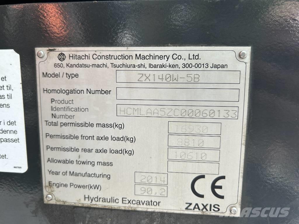 Hitachi ZX140W-5B 旋轉式挖土機/掘鑿機/挖掘機
