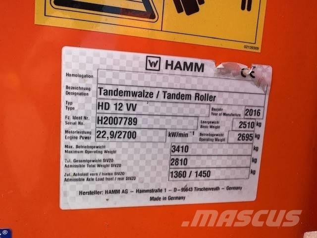 Hamm HD12 VV, Vält 雙輪滾壓機