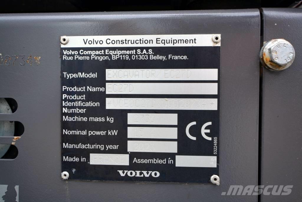 Volvo EC 27 D 小型挖土機/掘鑿機<7t(小型挖掘機)