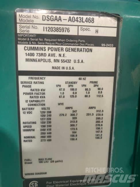 Cummins 105kW 柴油發電機