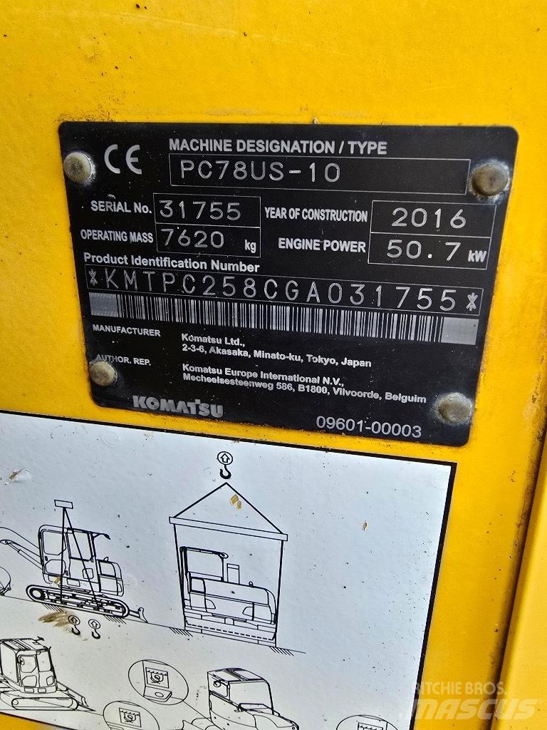 Komatsu Pc 78us-10 中型挖土機/掘鑿機/挖掘機 7t-12t