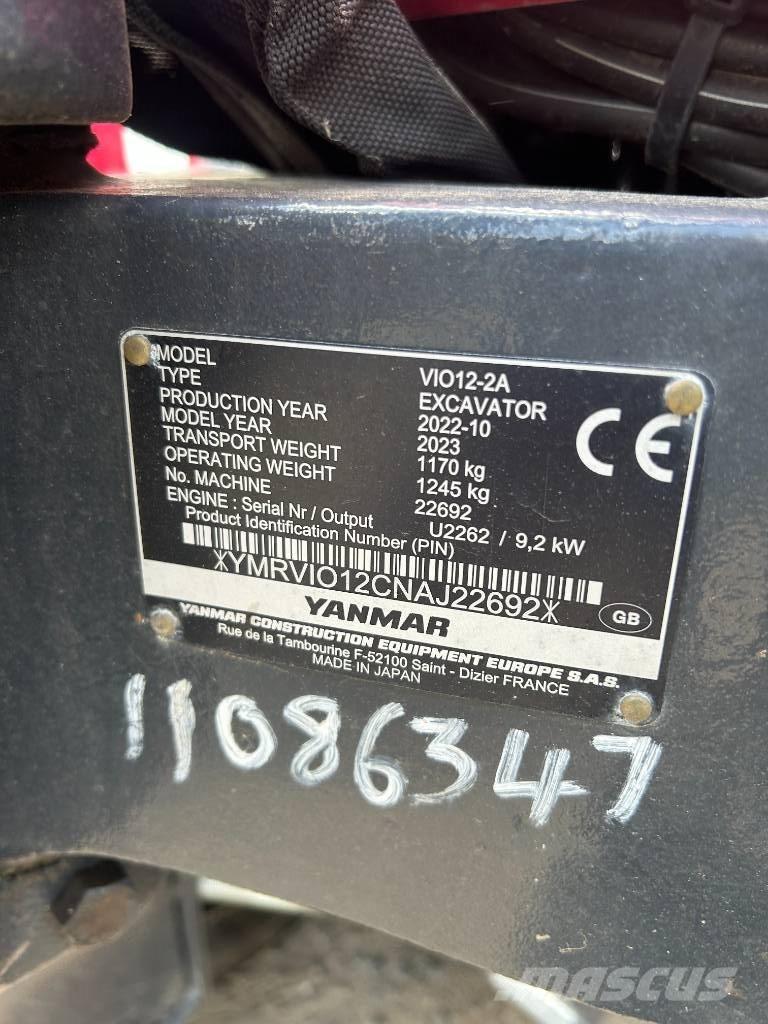 Yanmar VIO12-2A 小型挖土機/掘鑿機<7t(小型挖掘機)