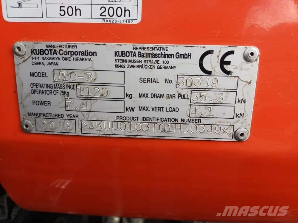 Kubota U 10-3 小型挖土機/掘鑿機<7t(小型挖掘機)
