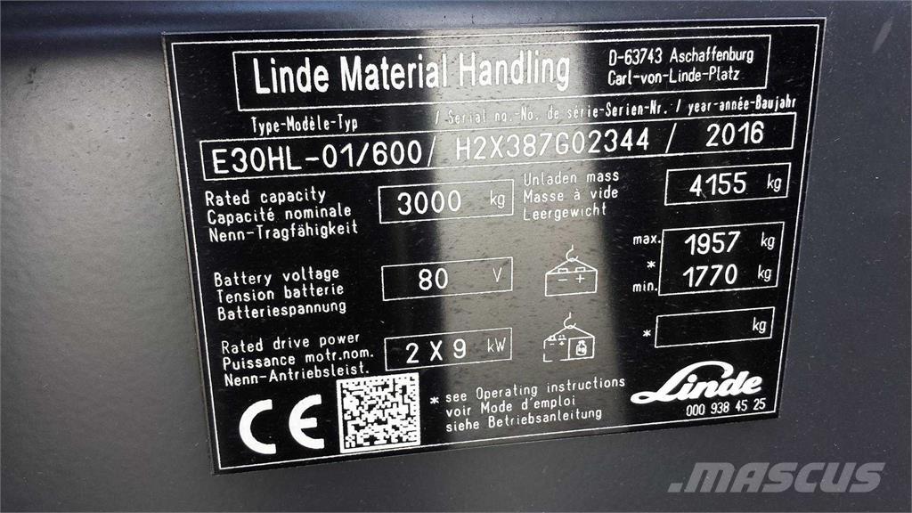 Linde E30/600HL 電動堆高機