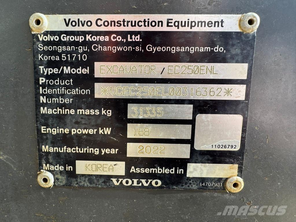 Volvo EC250ENL 履帶式 挖土機/掘鑿機/挖掘機