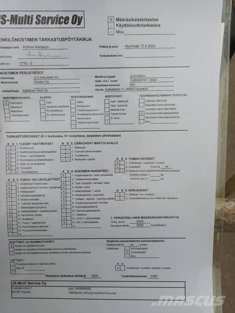 JLG 450 AJ 曲臂高空作業車