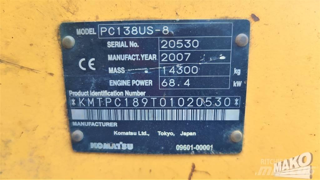 Komatsu PC 138 US-8 履帶式 挖土機/掘鑿機/挖掘機