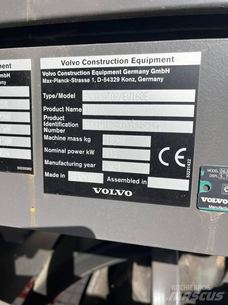 Volvo EW160E 旋轉式挖土機/掘鑿機/挖掘機