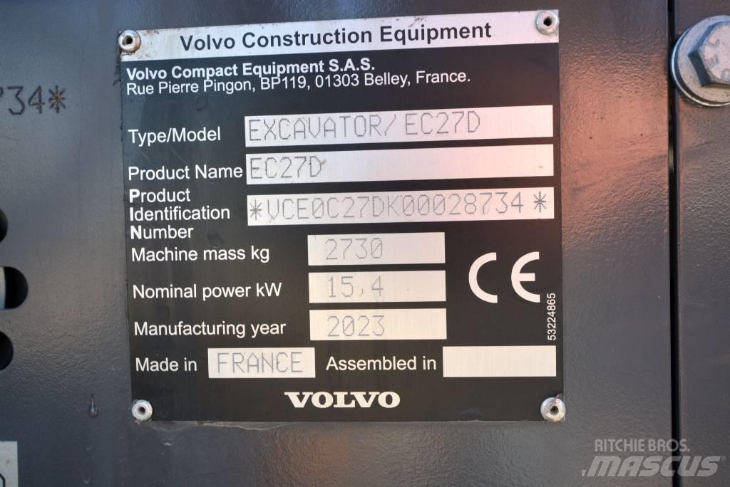 Volvo EC 27 D 小型挖土機/掘鑿機<7t(小型挖掘機)