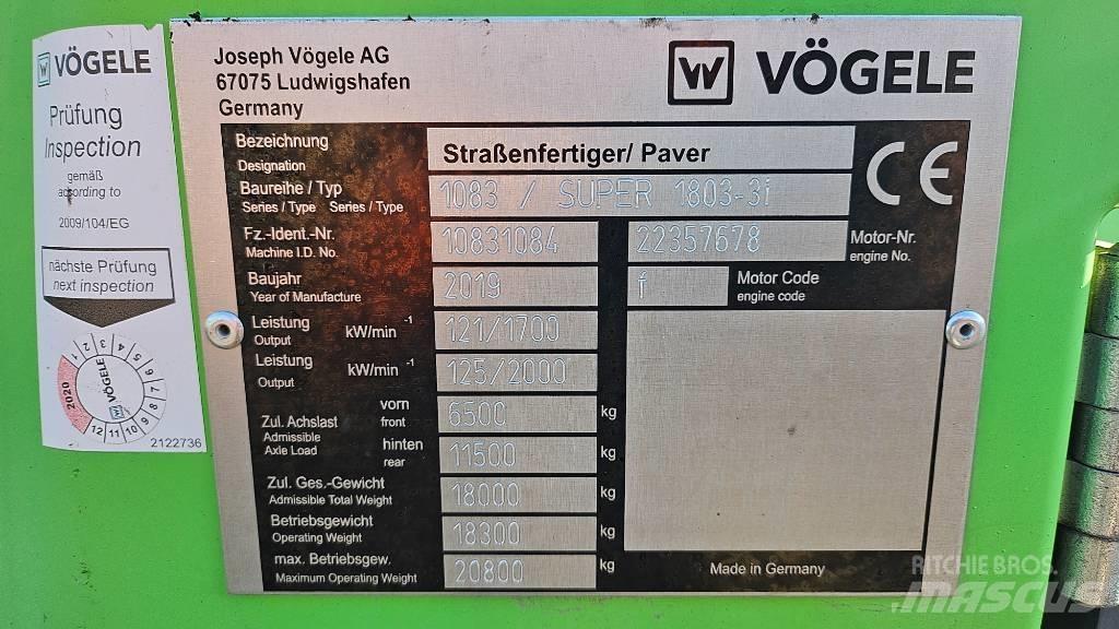 Vögele Super 1803-3i 瀝青攤舖機/鋪路機