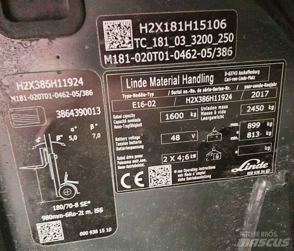 Linde E16-02 電動堆高機
