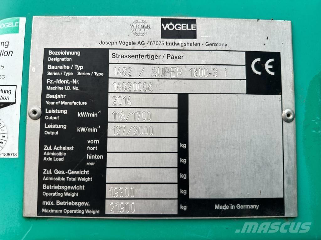 Vögele Super 1800-3i 瀝青攤舖機/鋪路機