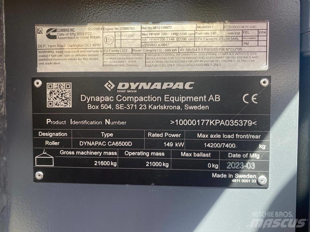 Dynapac CA 6500 D 單輪滾壓機
