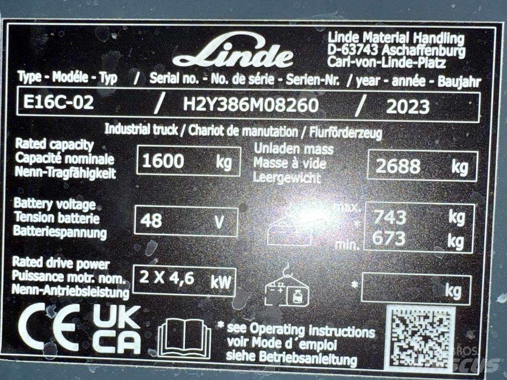 Linde E16C/386-02 電動堆高機