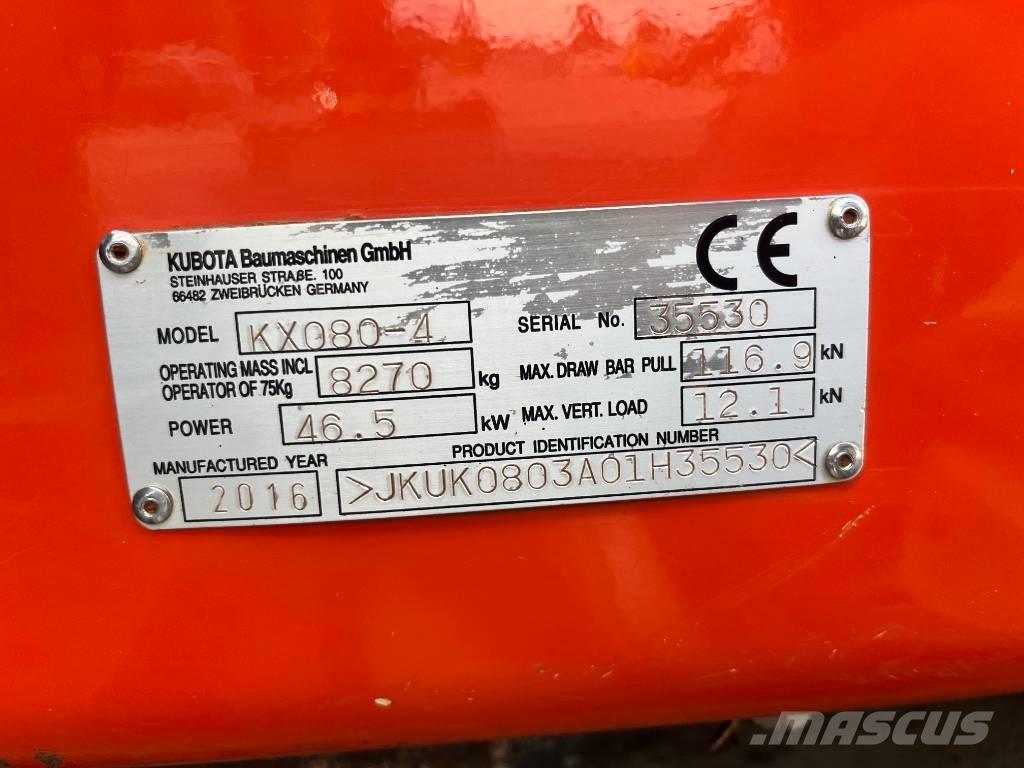 Kubota KX 080 中型挖土機/掘鑿機/挖掘機 7t-12t