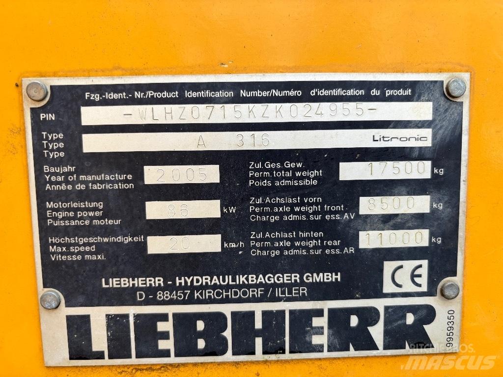 Liebherr A316 旋轉式挖土機/掘鑿機/挖掘機