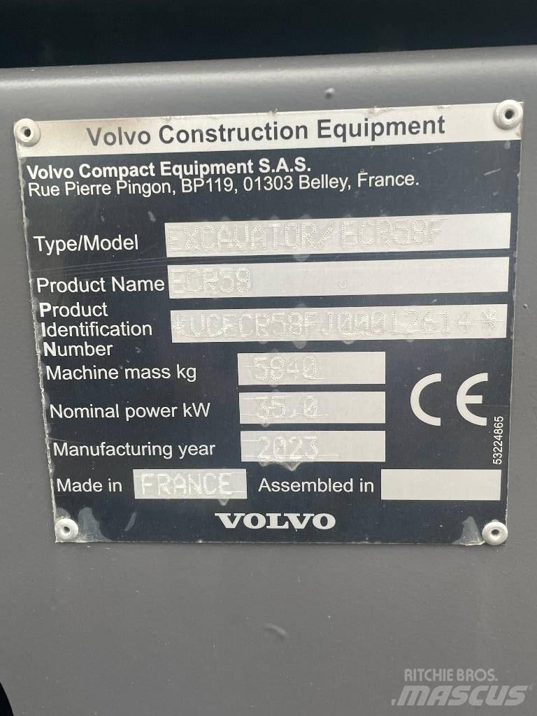 Volvo ECR 58 F 小型挖土機/掘鑿機<7t(小型挖掘機)