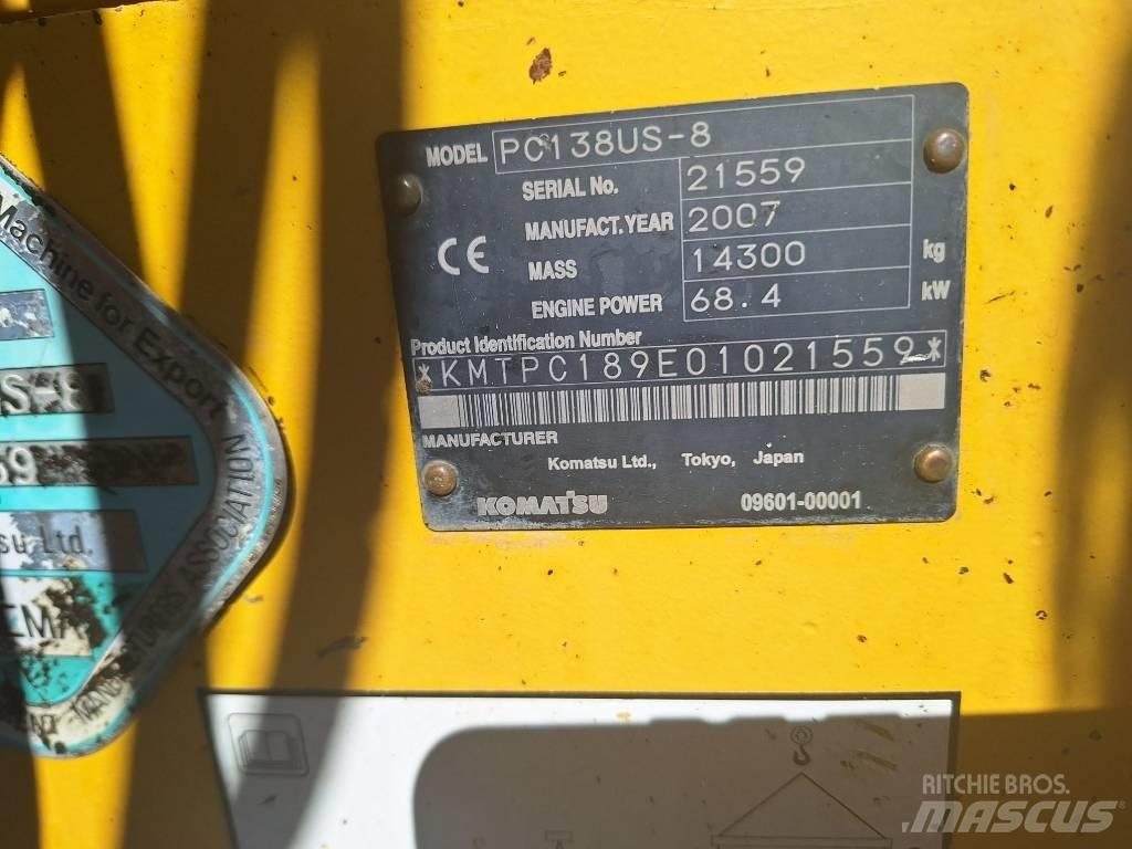 Komatsu PC 138 US-8 履帶式 挖土機/掘鑿機/挖掘機