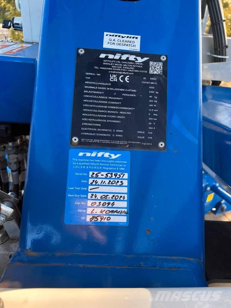 Niftylift 170 HET 拖車裝載高空作業平台