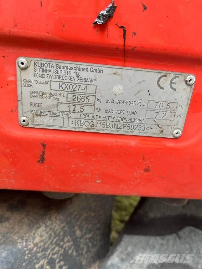 Kubota KX 027-4 小型挖土機/掘鑿機<7t(小型挖掘機)