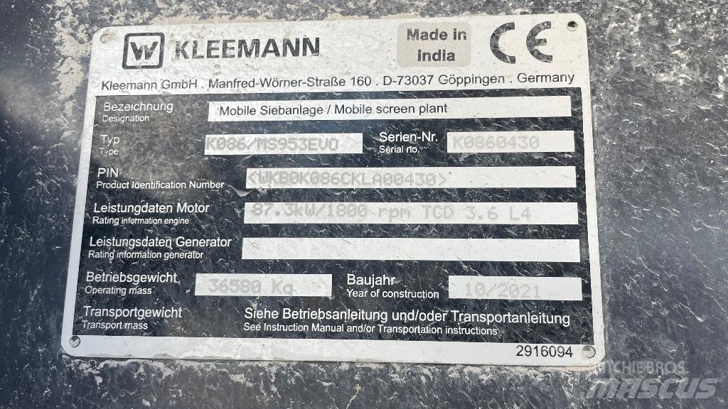 Kleemann 953 篩分機