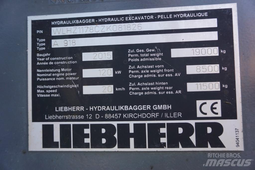 Liebherr A 918 旋轉式挖土機/掘鑿機/挖掘機