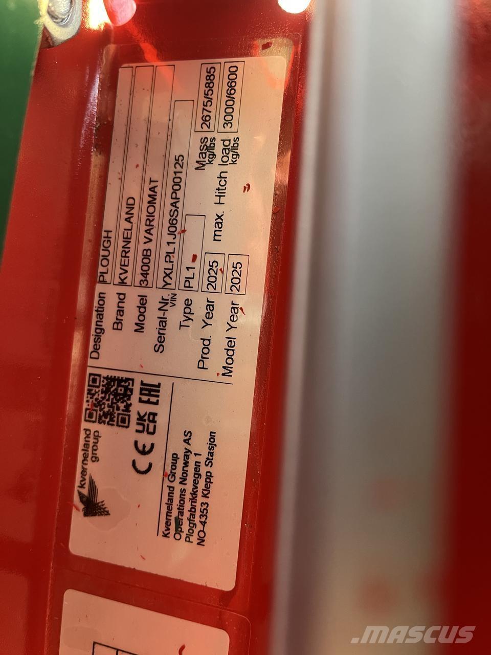 Kverneland 3400B 雙向犁