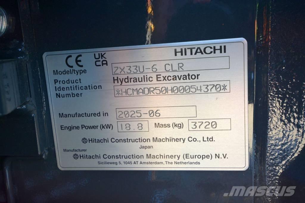 Hitachi ZX 33 U-6 小型挖土機/掘鑿機<7t(小型挖掘機)