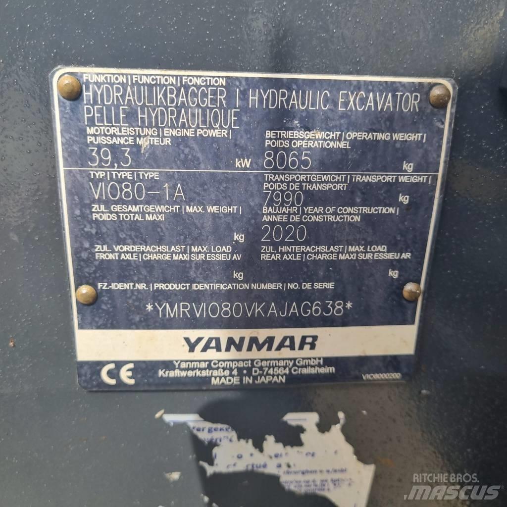 Yanmar Vio 80-1A 中型挖土機/掘鑿機/挖掘機 7t-12t