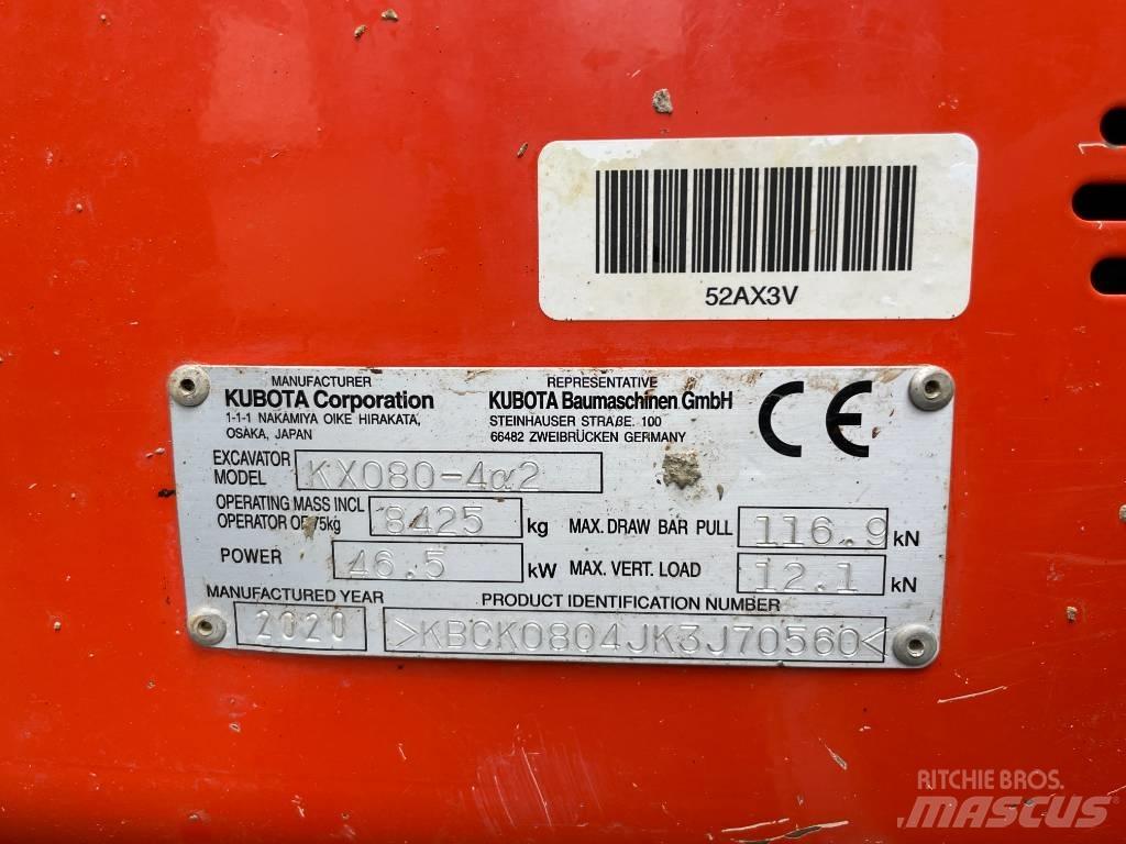 Kubota KX 080-4 中型挖土機/掘鑿機/挖掘機 7t-12t