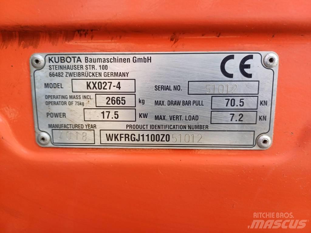 Kubota KX027-4 小型挖土機/掘鑿機<7t(小型挖掘機)