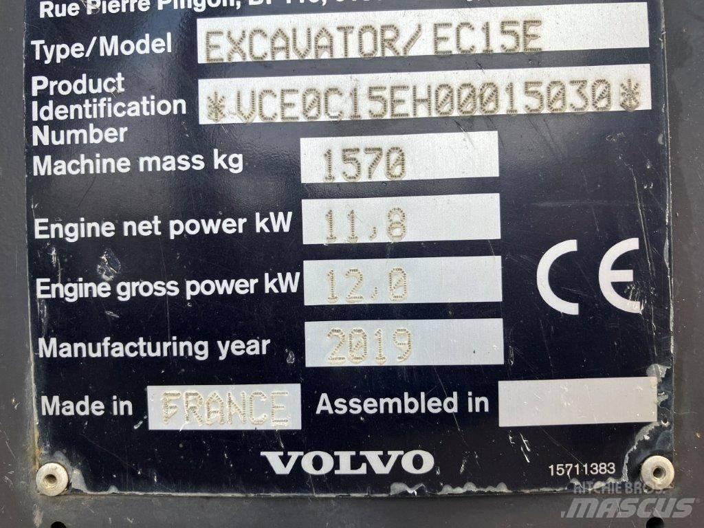 Volvo EC 15 E 小型挖土機/掘鑿機<7t(小型挖掘機)