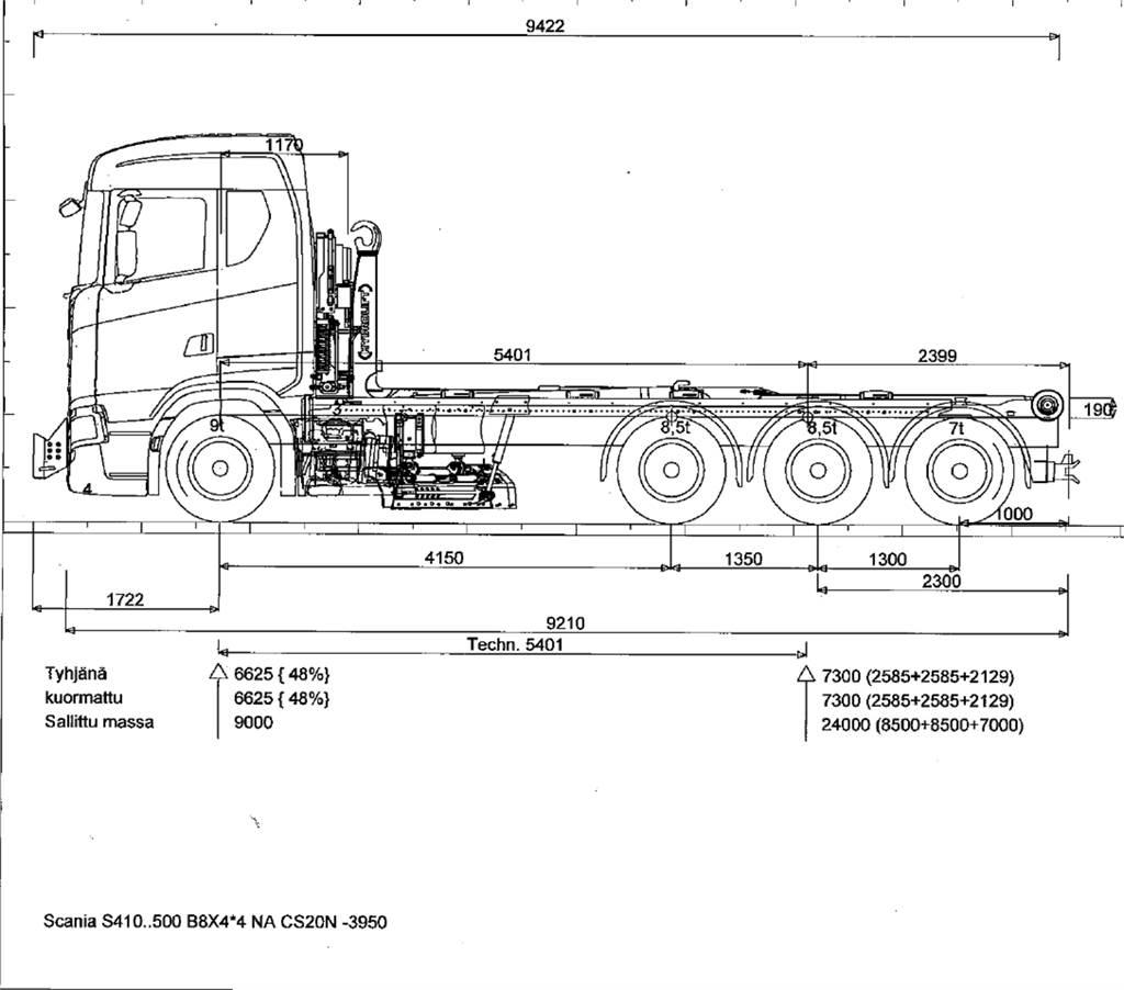 Scania R590 8x4 吊鉤式起重車