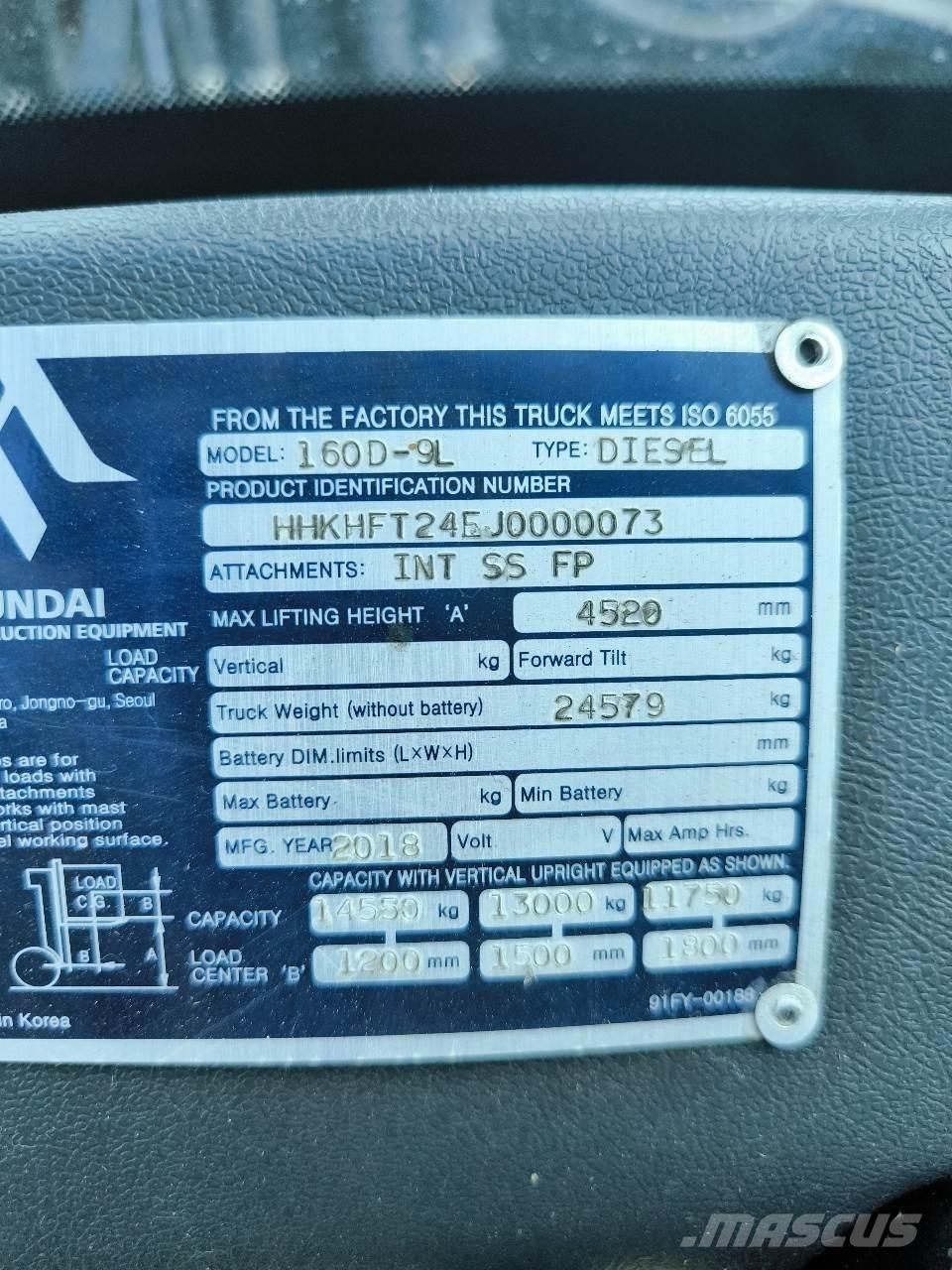 Hyundai 160D-9L 卡車載式堆高機