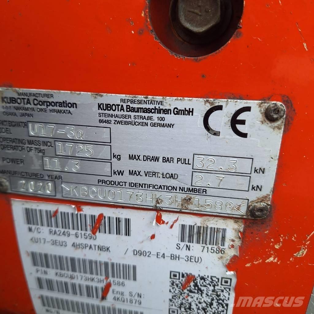 Kubota U 17-3 小型挖土機/掘鑿機<7t(小型挖掘機)