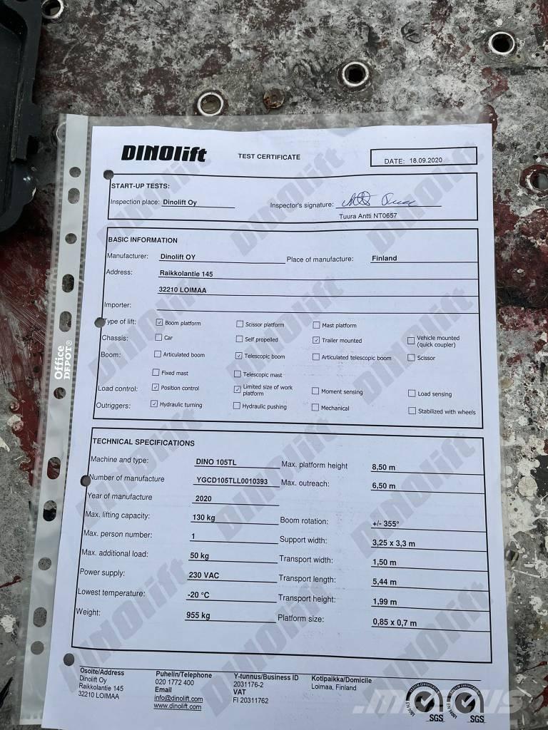 Dino 105TL 拖車裝載高空作業平台