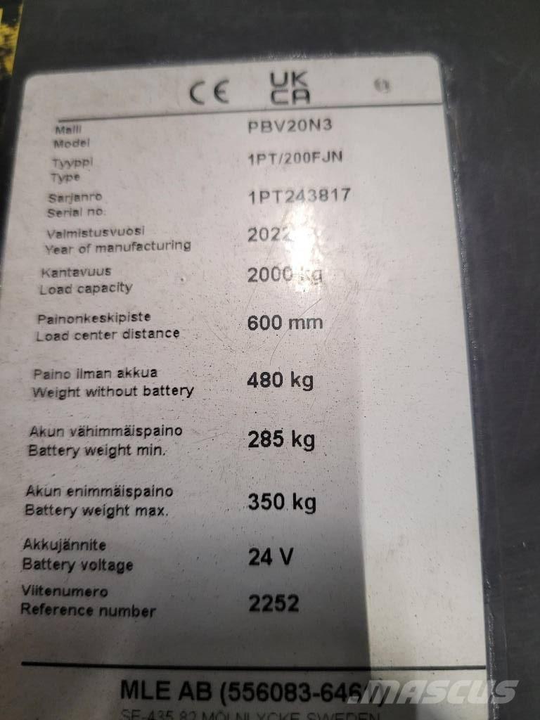 Mitsubishi PBV 20 N3 平台型低架升降機