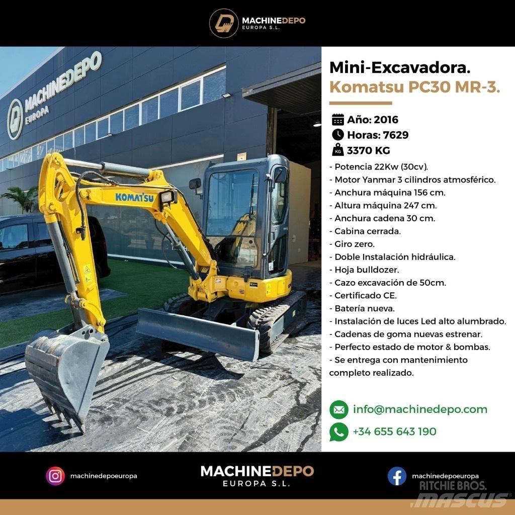 Komatsu PC 30 MR-3 小型挖土機/掘鑿機<7t(小型挖掘機)