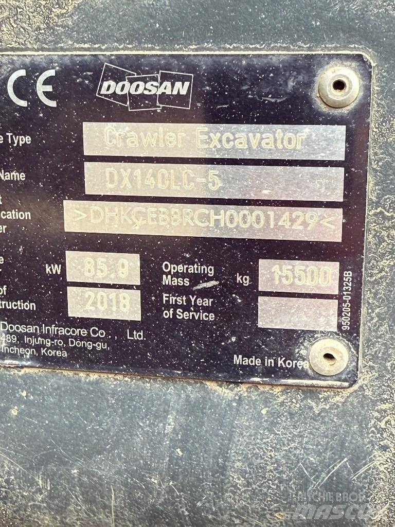 Doosan DX 140 LC 履帶式 挖土機/掘鑿機/挖掘機