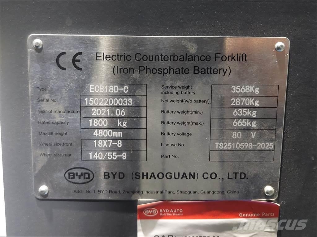 BYD ECB18DC 電動堆高機